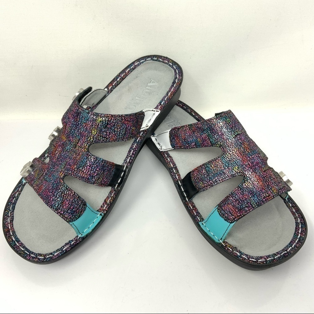 ALGERIA Sandals Slides Venice Glimmer Glam Size 37 Comfort Shoe.